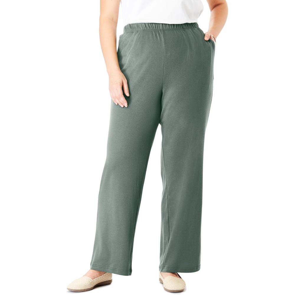 image:imageWoman Within Plus Size 7Day Knit WideLeg PullOn PantsPine