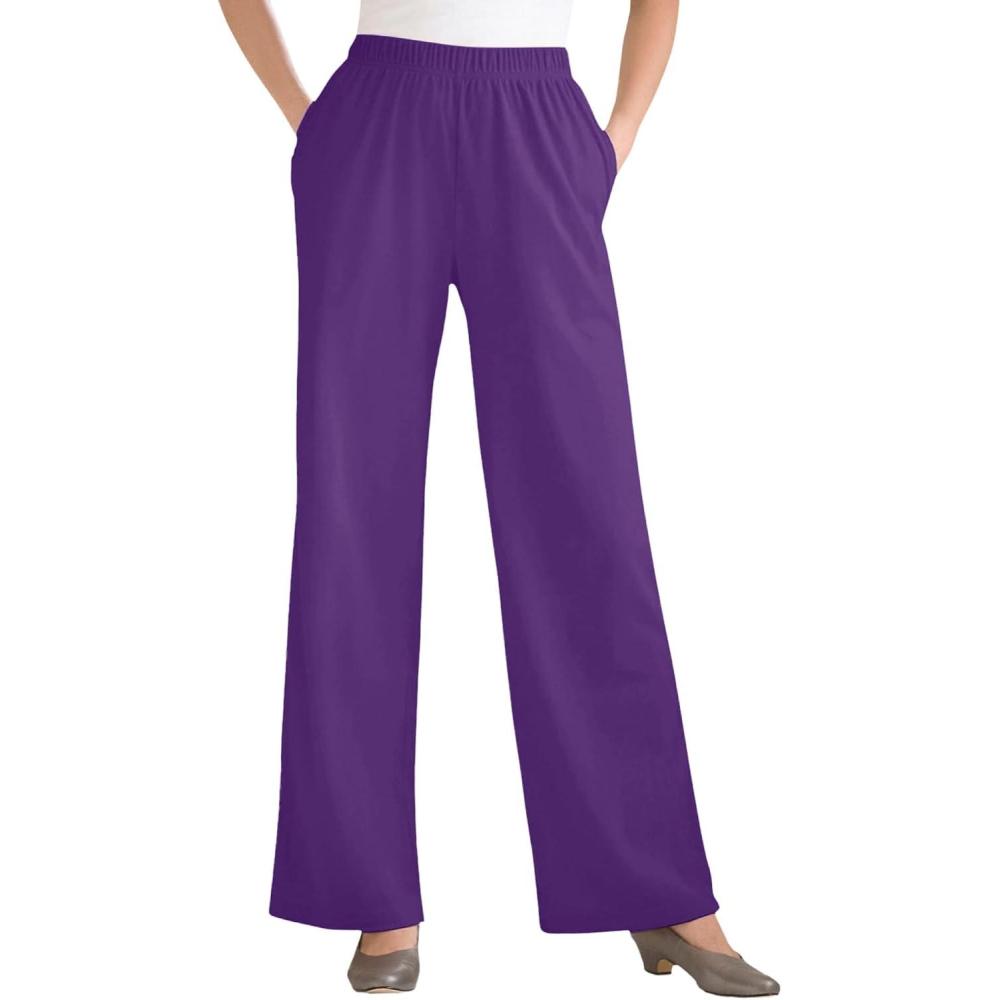 image:imageWoman Within Plus Size 7Day Knit WideLeg PullOn PantsRadiant Purple