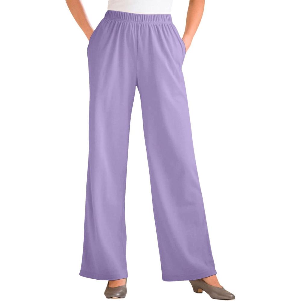 image:imageWoman Within Plus Size 7Day Knit WideLeg PullOn PantsSoft Iris