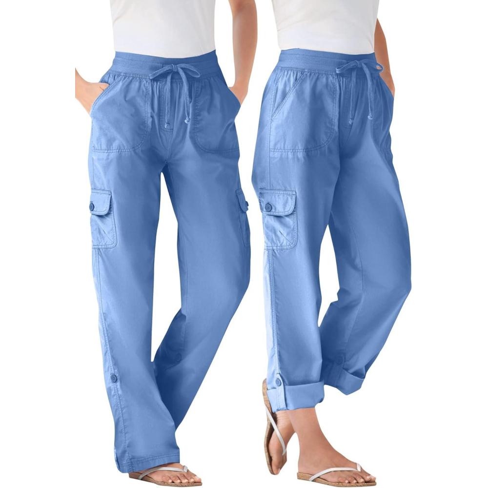 image:imageWoman Within Plus Size Convertible 2in1 Cargo Pant amp Capri Elastic WaistFrench Blue