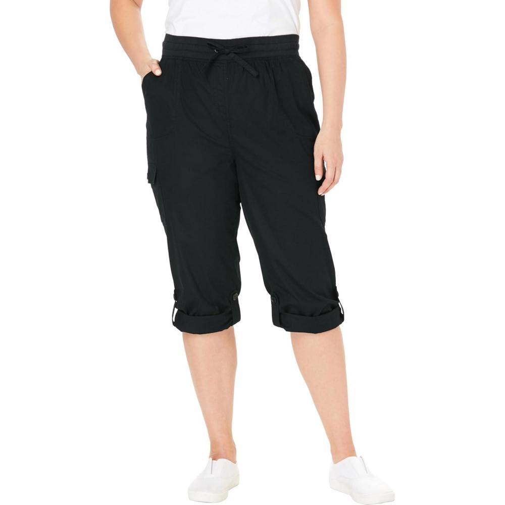 image:imageWoman Within Plus Size Convertible Length Cargo CapriBermudaBlack