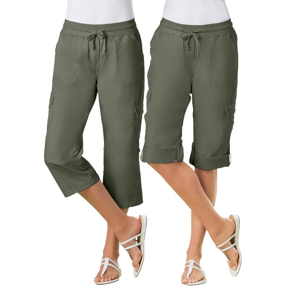 image:imageWoman Within Plus Size Convertible Length Cargo CapriBermudaOlive Green