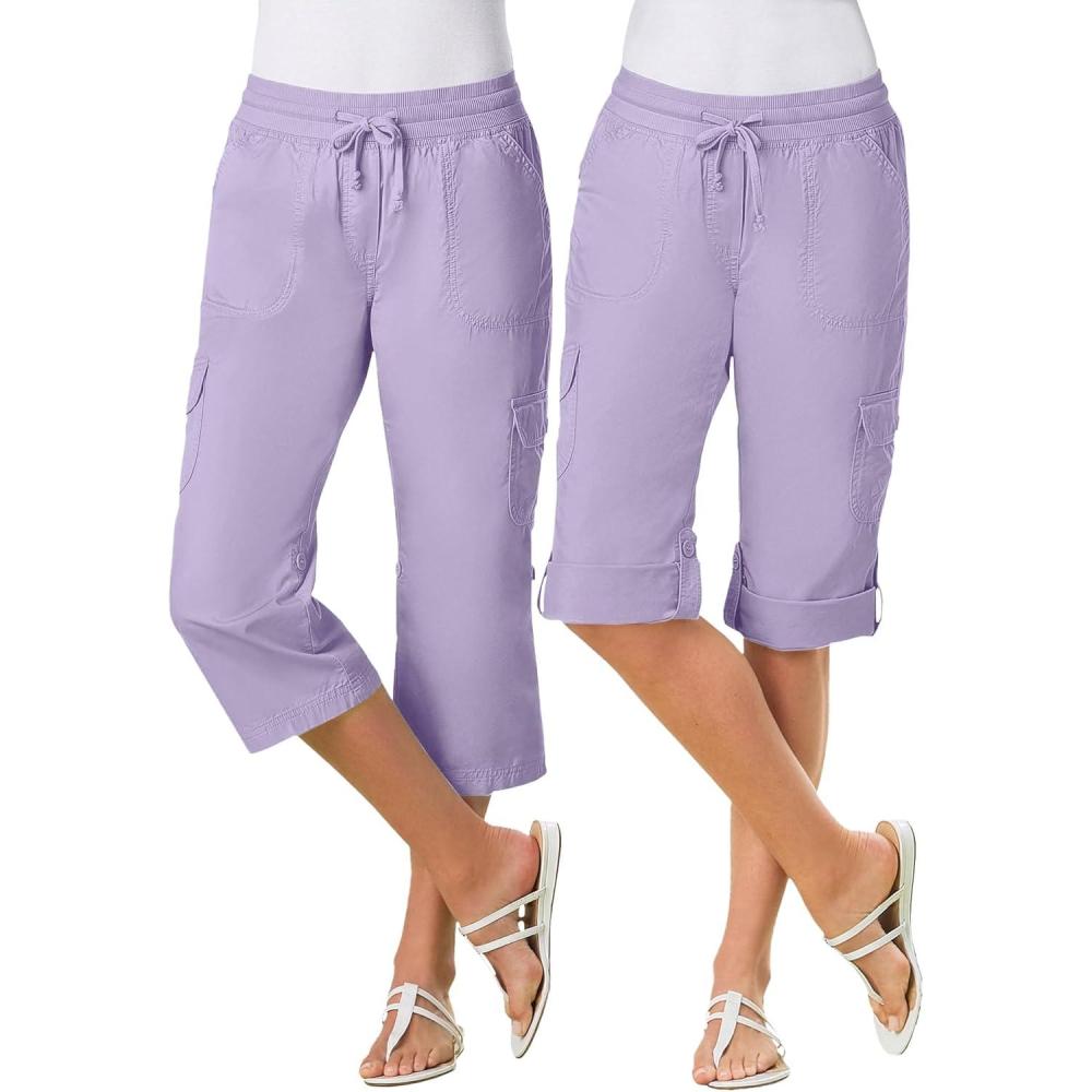 image:imageWoman Within Plus Size Convertible Length Cargo CapriBermudaPale Lilac