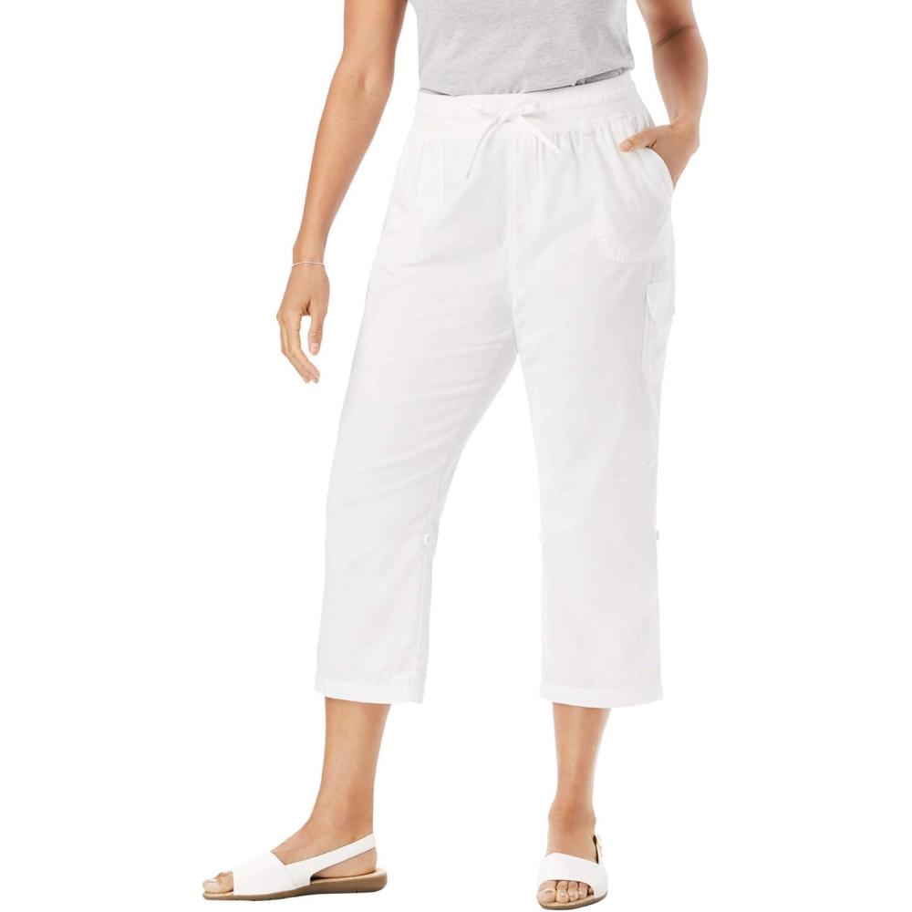 image:imageWoman Within Plus Size Convertible Length Cargo CapriBermudaWhite