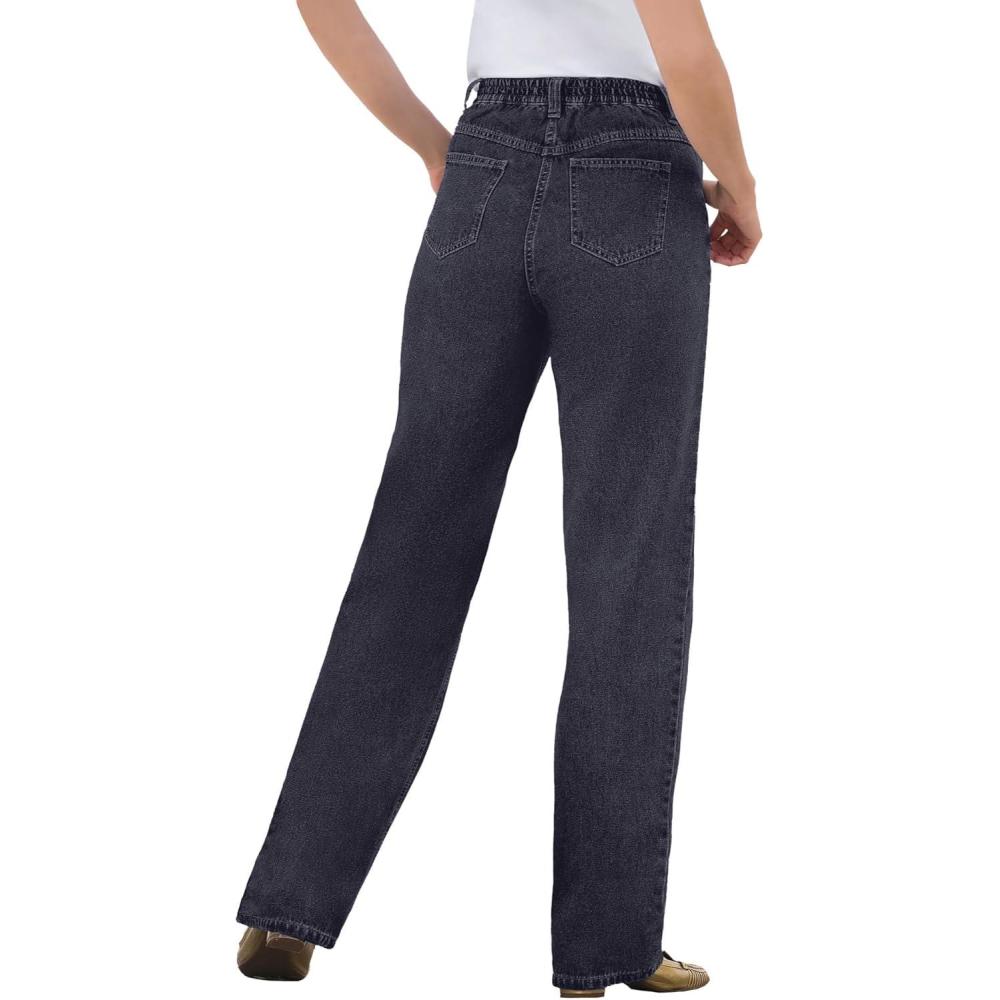 image:imageWoman Within Plus Size Perfect AllCotton BackElastic Denim JeansIndigo
