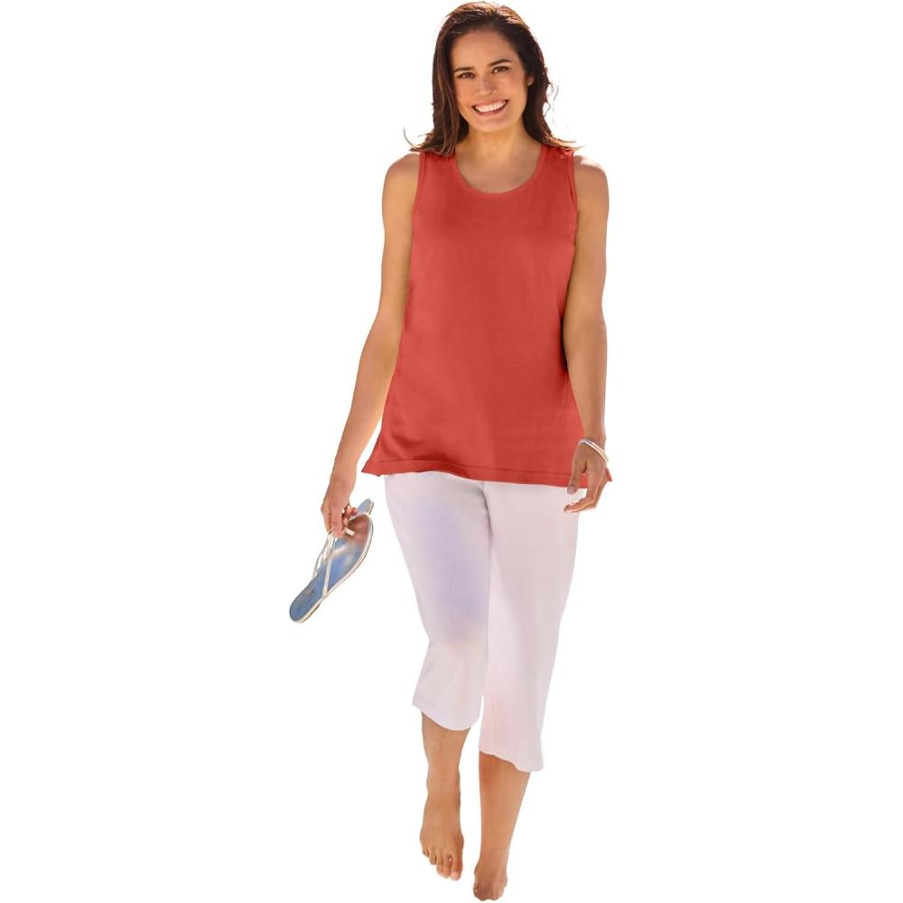 image:imageWoman Within Plus Size Perfect Scoopneck Tank Petite AvailableBurnt Red