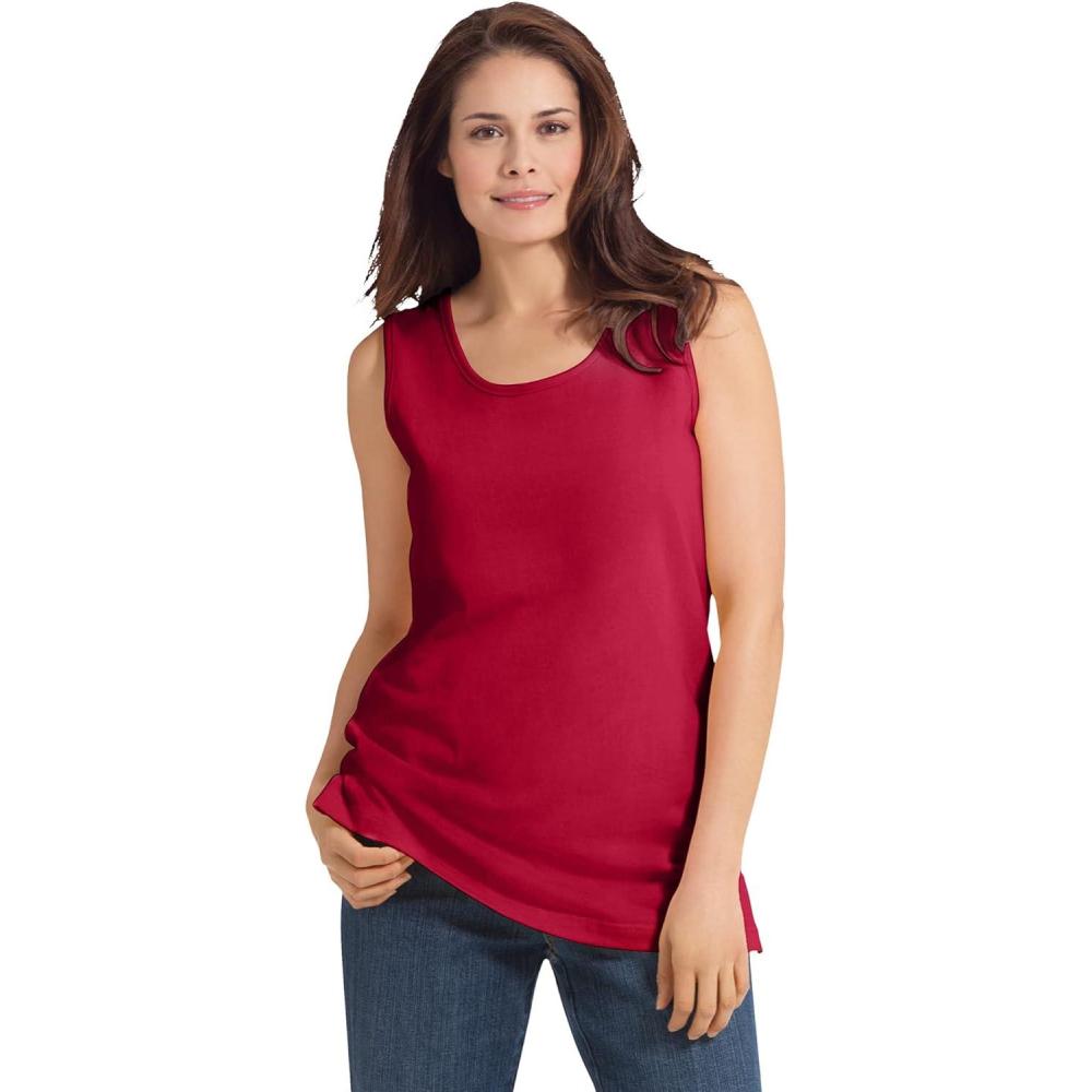 image:imageWoman Within Plus Size Perfect Scoopneck Tank Petite AvailableClassic Red