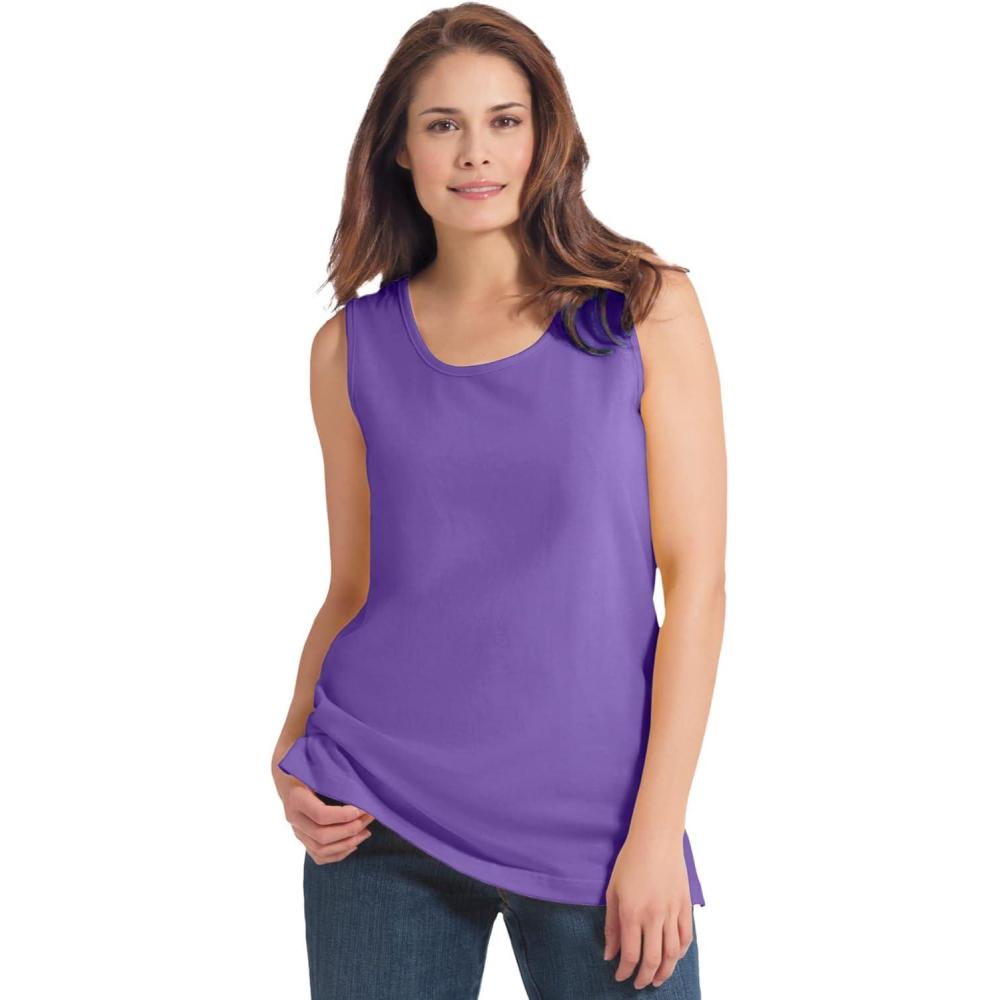 image:imageWoman Within Plus Size Perfect Scoopneck Tank Petite AvailablePetal Purple