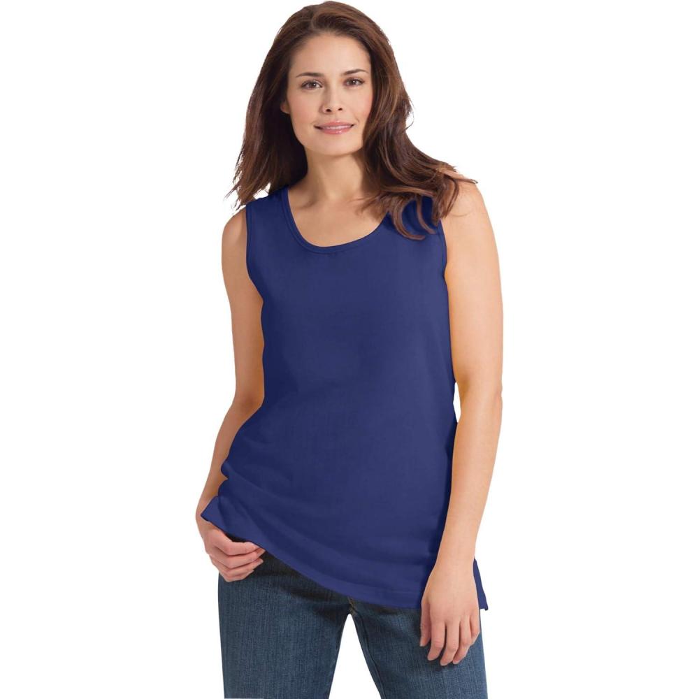 image:imageWoman Within Plus Size Perfect Scoopneck Tank Petite AvailableUltra Blue