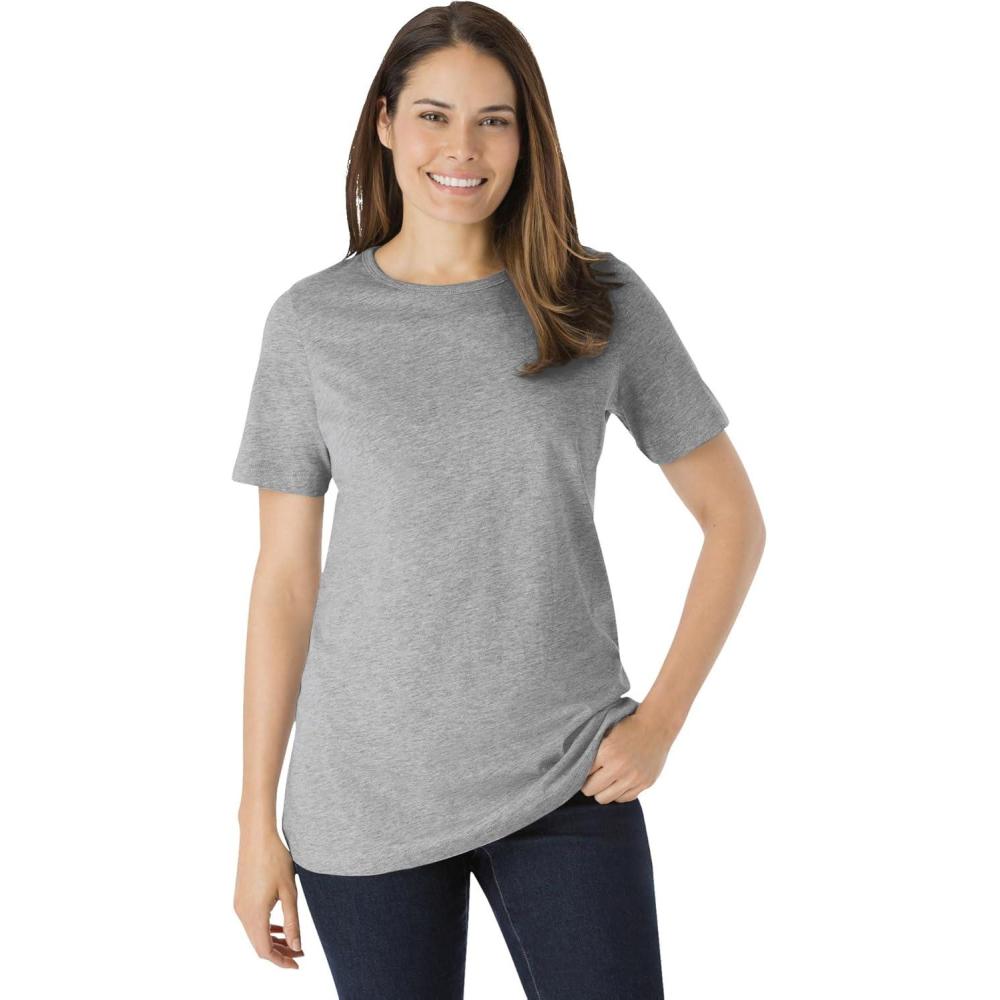 image:imageWoman Within Plus Size Perfect ShortSleeve Crewneck Tee Petite AvailableClassic Medium Heather Grey