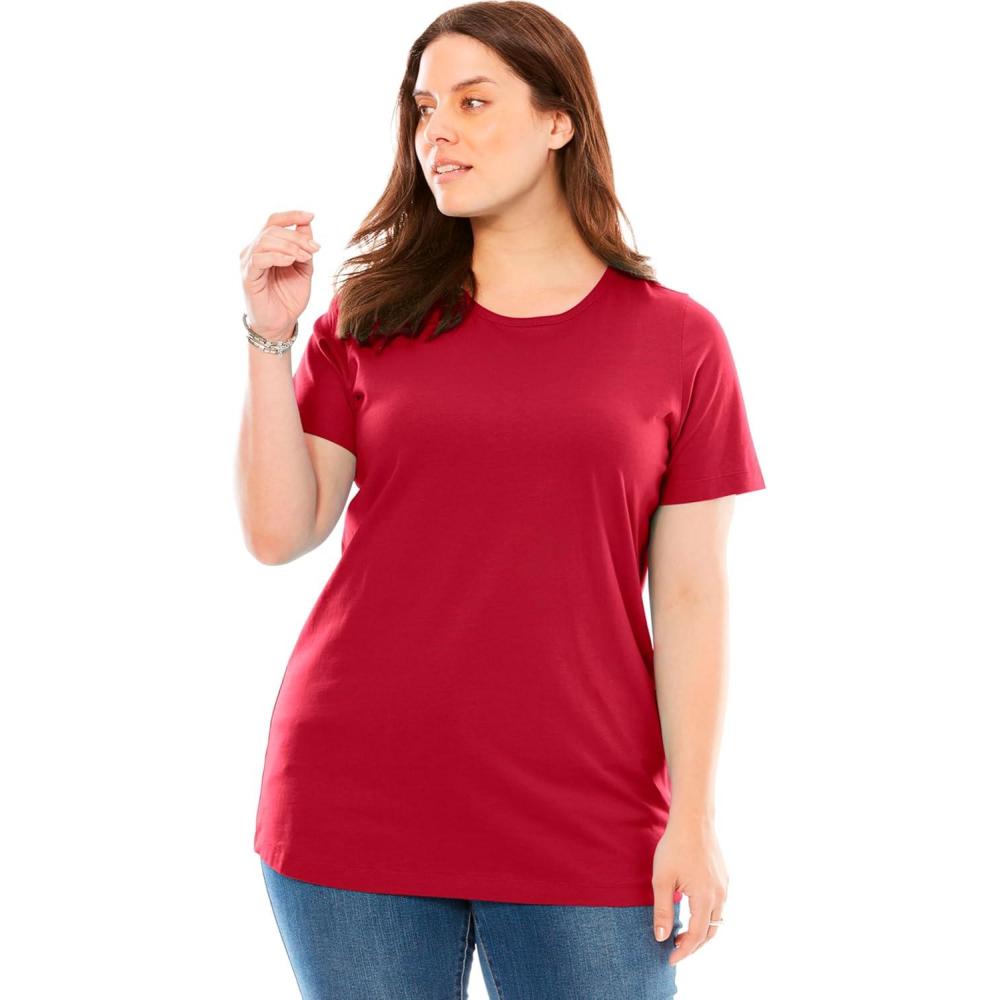 image:imageWoman Within Plus Size Perfect ShortSleeve Crewneck Tee Petite AvailableClassic Red