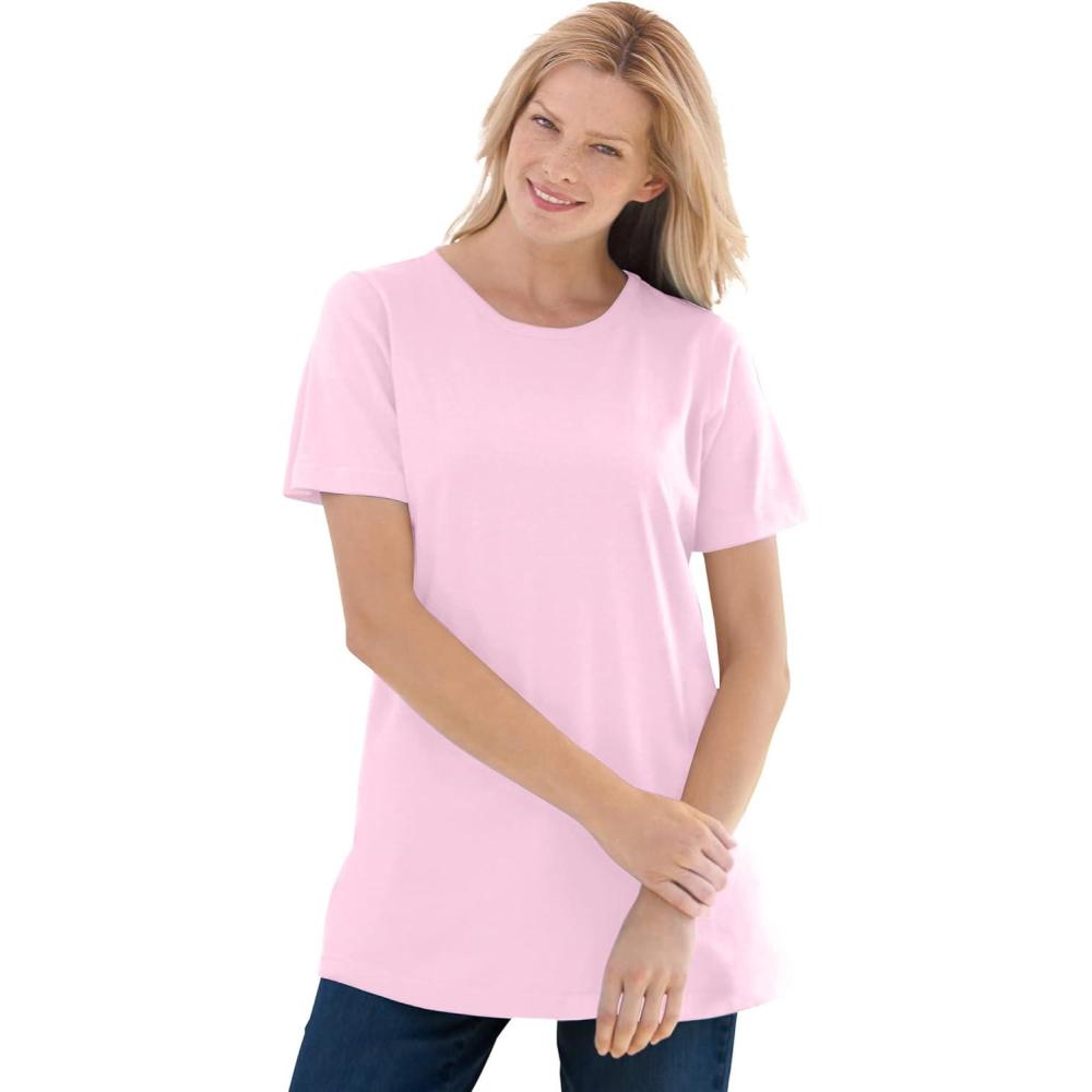 image:imageWoman Within Plus Size Perfect ShortSleeve Crewneck Tee Petite AvailablePink