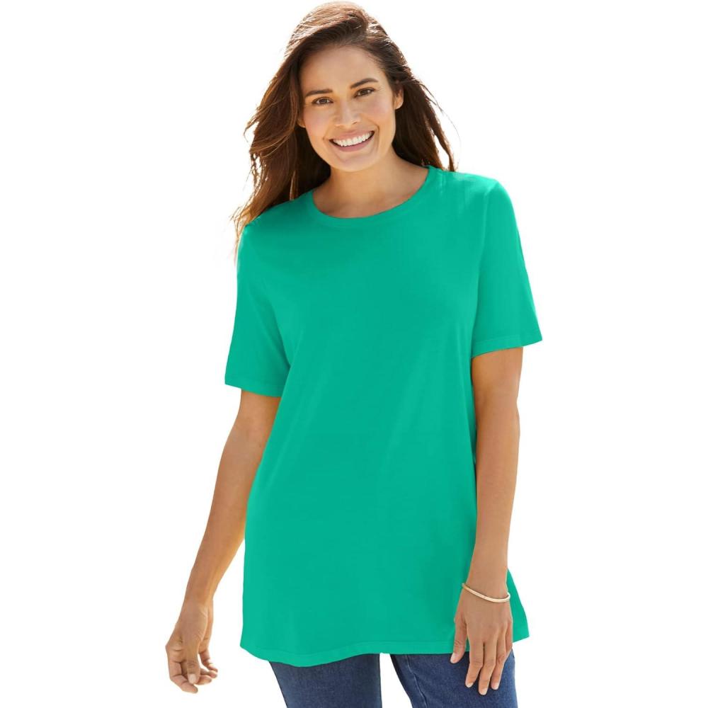 image:imageWoman Within Plus Size Perfect ShortSleeve Crewneck Tee Petite AvailablePretty Jade