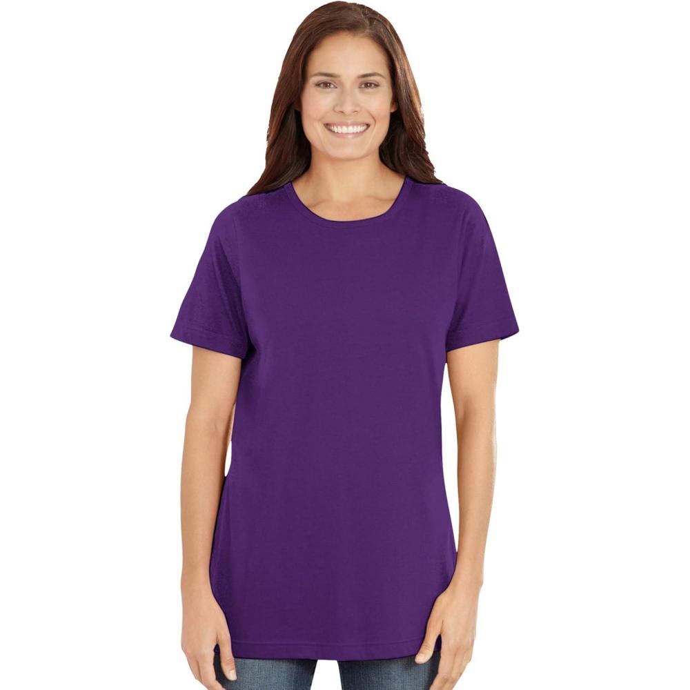 image:imageWoman Within Plus Size Perfect ShortSleeve Crewneck Tee Petite AvailableRadiant Purple