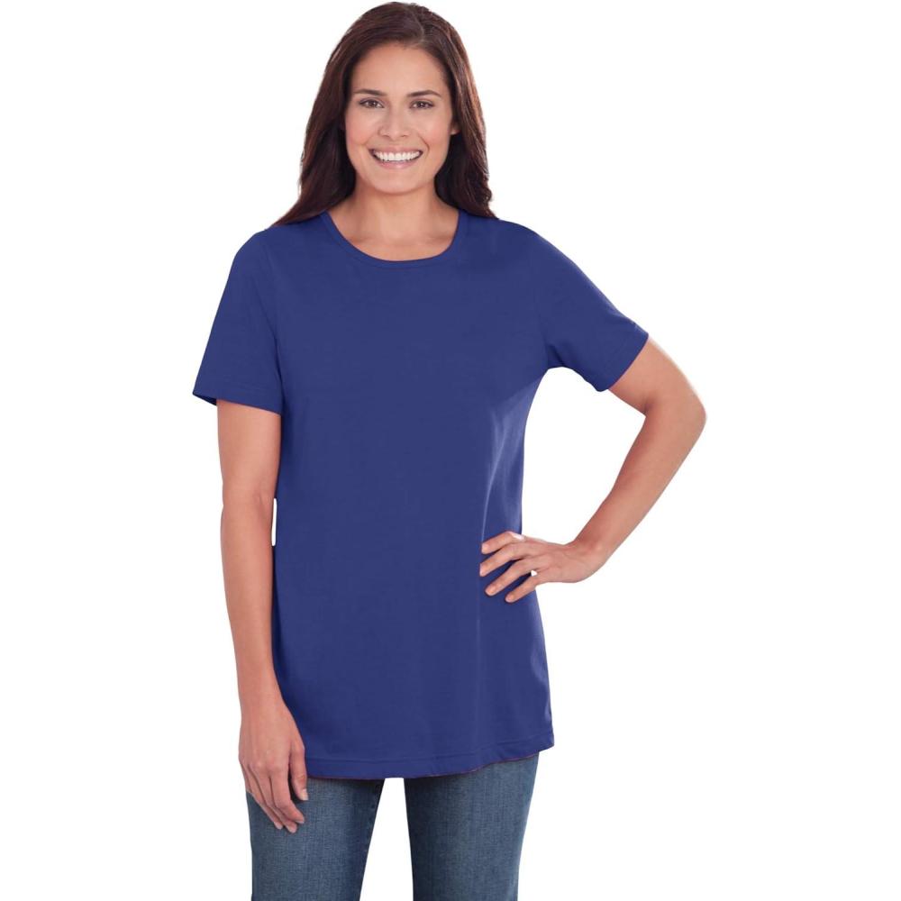 image:imageWoman Within Plus Size Perfect ShortSleeve Crewneck Tee Petite AvailableUltra Blue