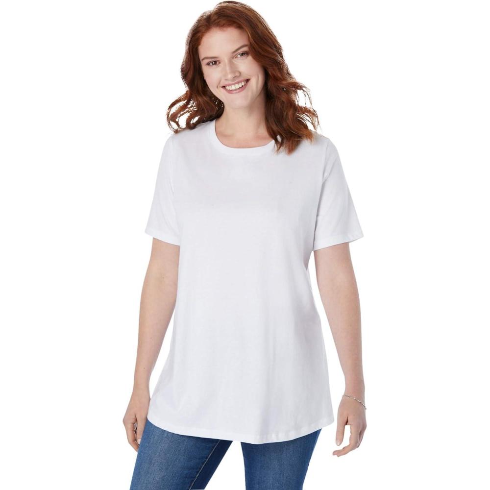 image:imageWoman Within Plus Size Perfect ShortSleeve Crewneck Tee Petite AvailableWhite