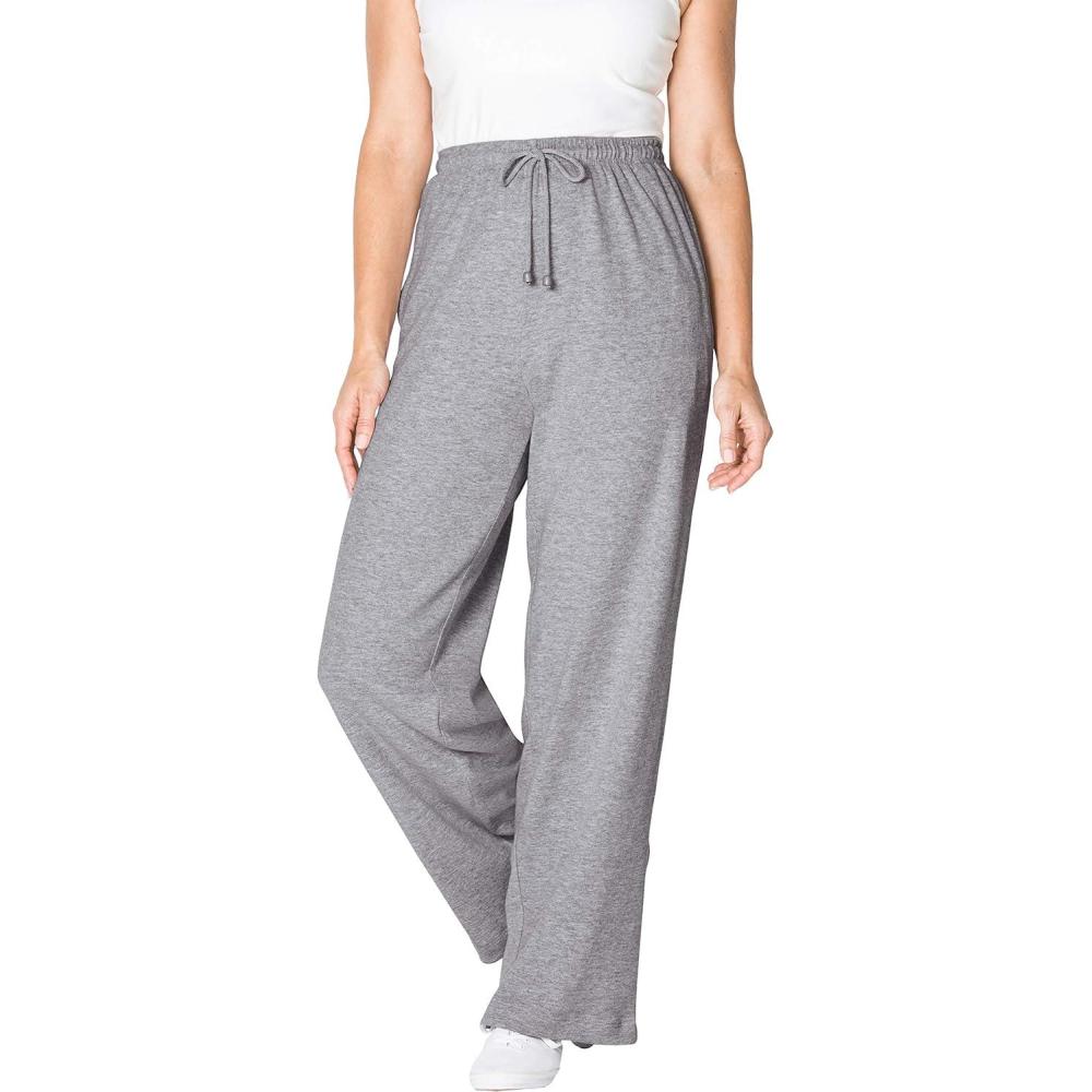 image:imageWoman Within Plus Size Sport Knit StraightLeg PullOn PantsHeather Grey