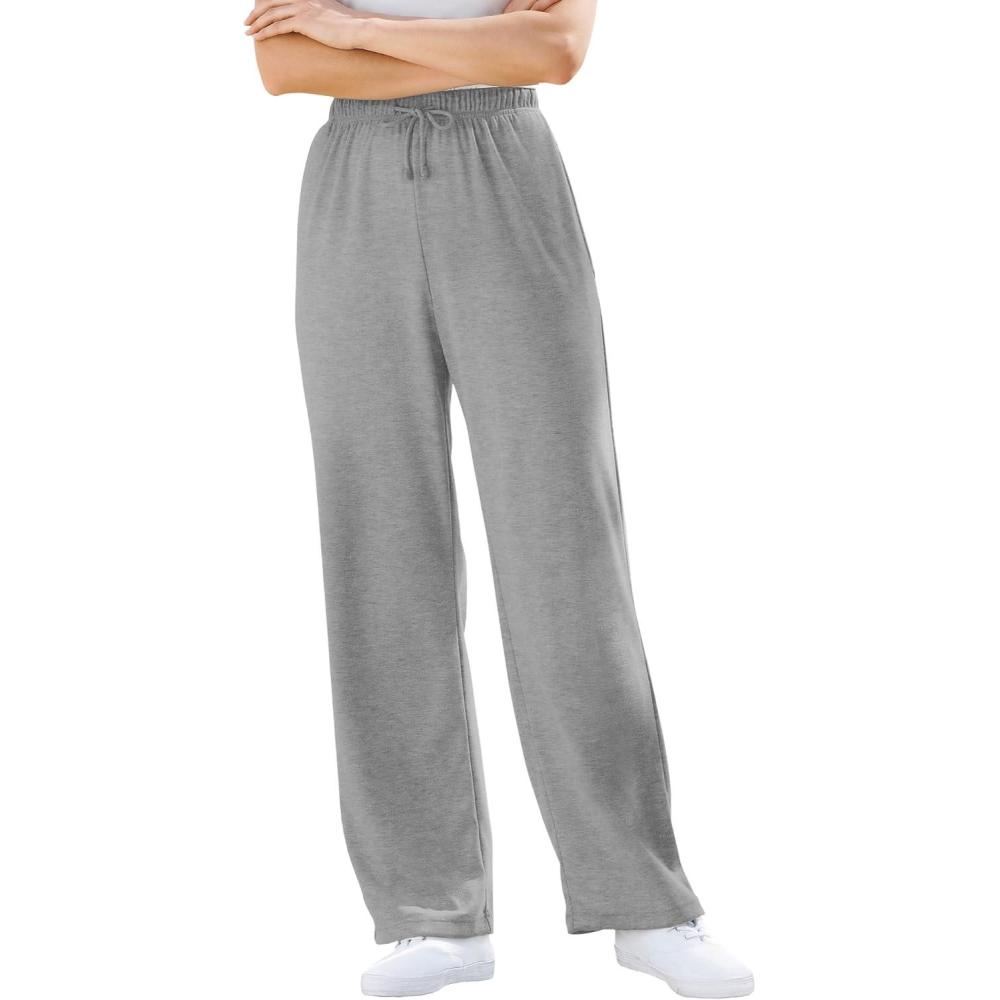 image:imageWoman Within Plus Size Sport Knit StraightLeg PullOn PantsMedium Heather Grey