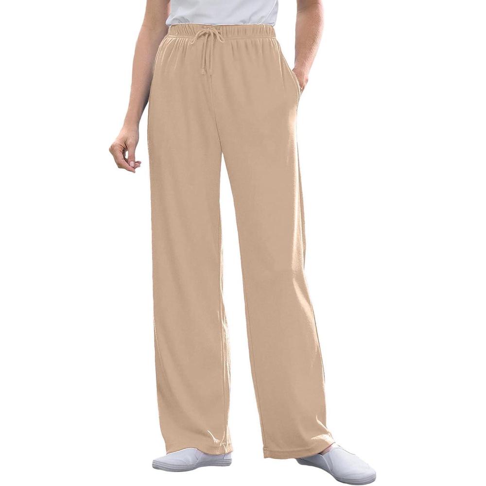 image:imageWoman Within Plus Size Sport Knit StraightLeg PullOn PantsNew Khaki