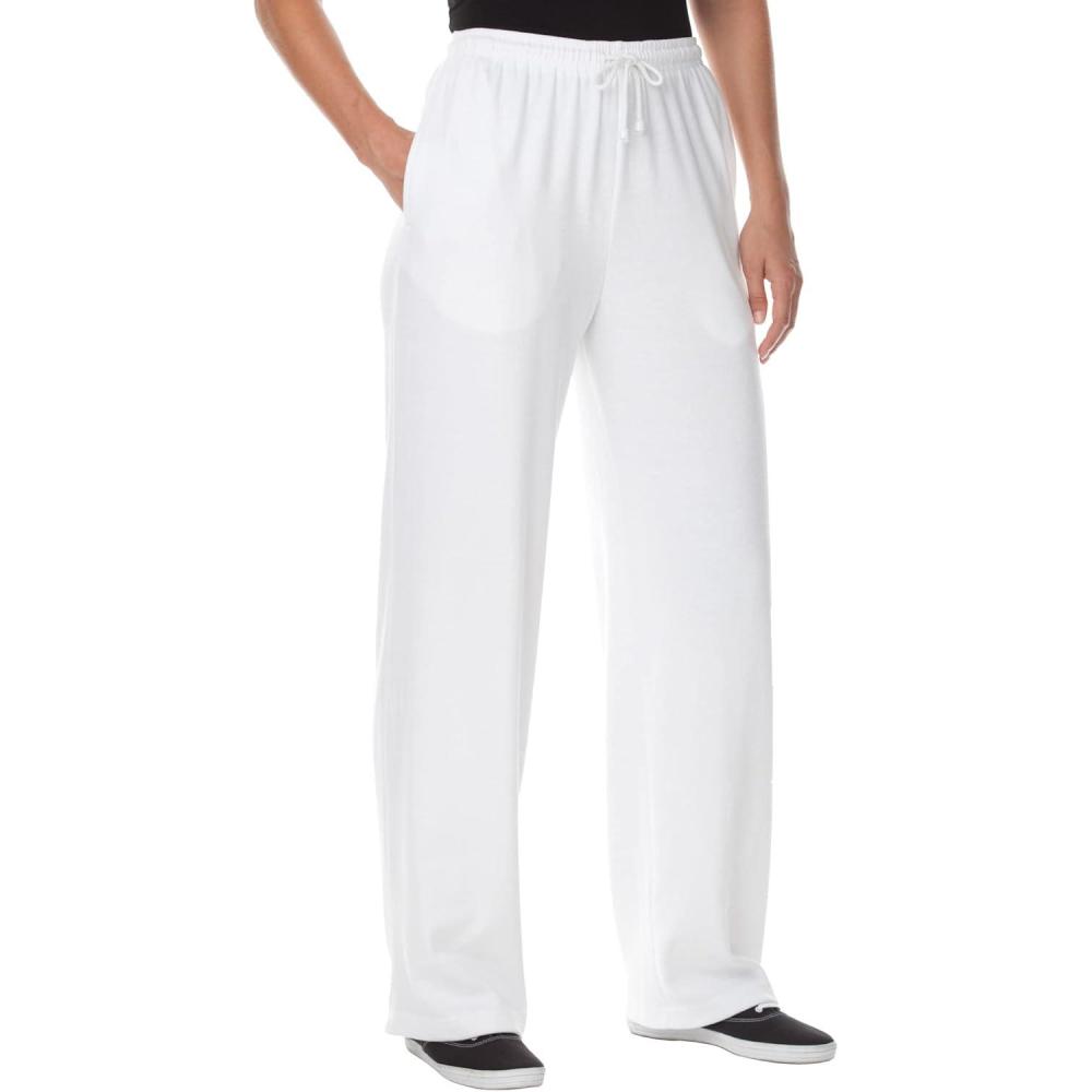 image:imageWoman Within Plus Size Sport Knit StraightLeg PullOn PantsWhite