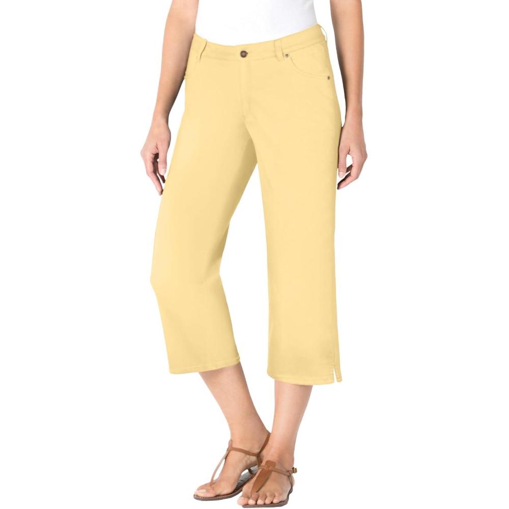 image:imageWoman Within Plus Size Stretch Denim FivePocket Capri JeansBanana