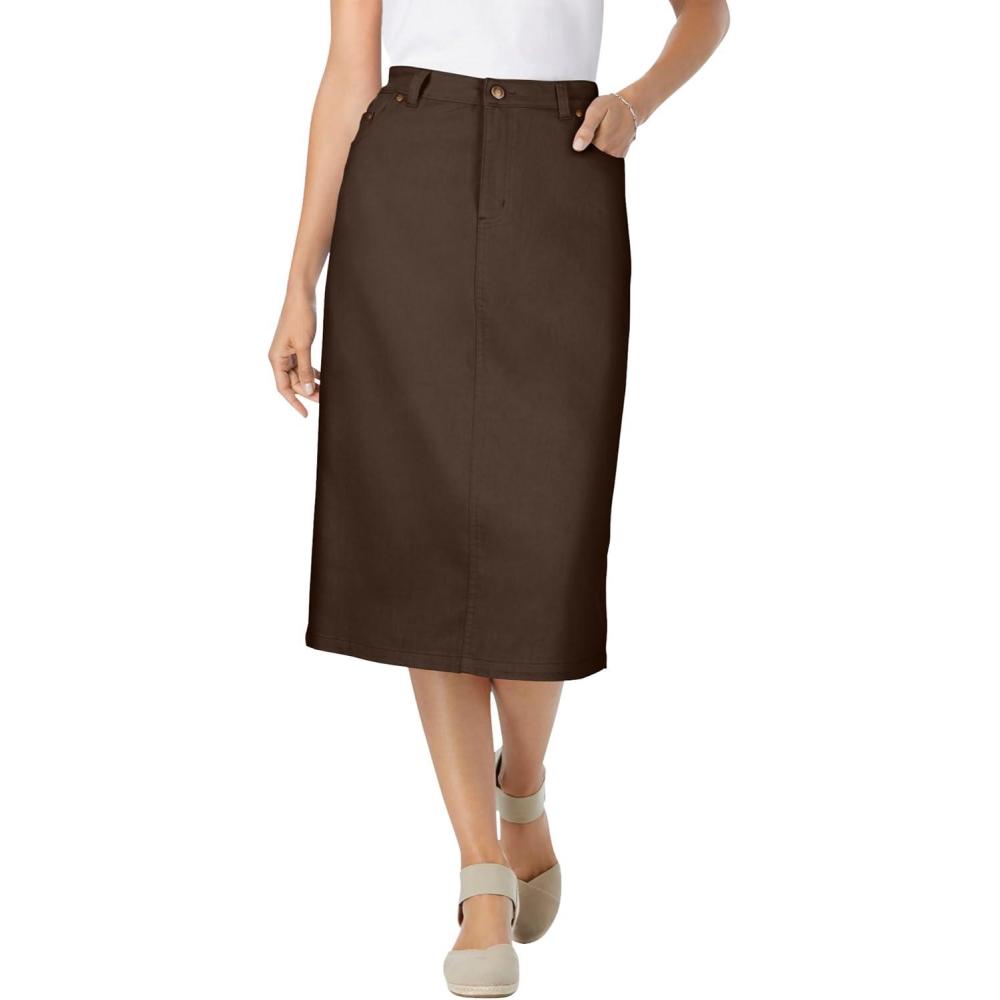 image:imageWoman Within Plus Size Stretch Denim FivePocket Jeans SkirtChocolate