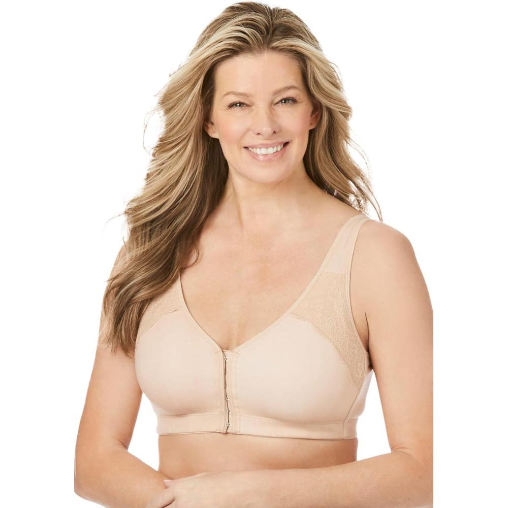 image:imageWomens Plus Size Wireless FrontClose Cotton Comfort BraFrappe