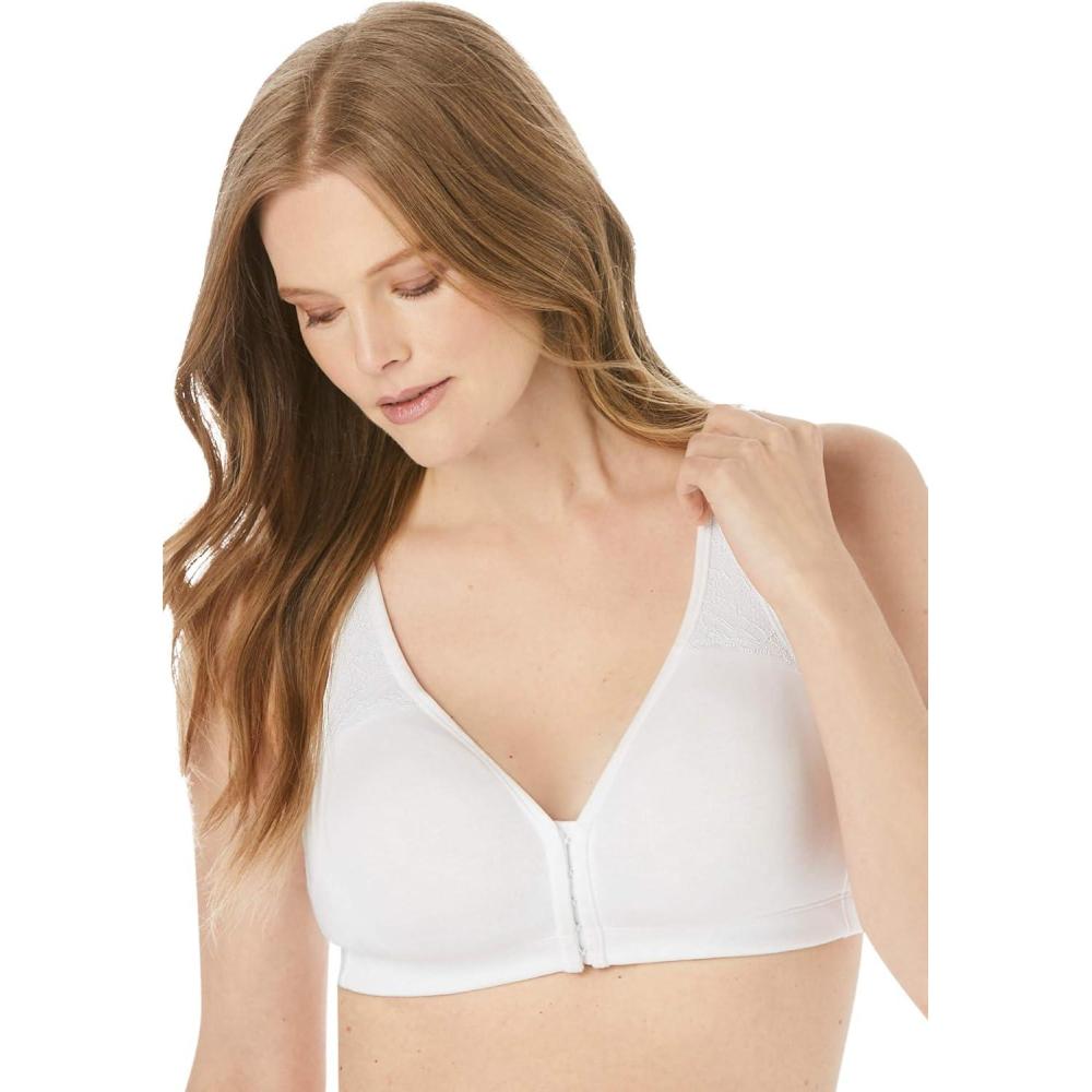 image:imageWomens Plus Size Wireless FrontClose Cotton Comfort BraWhite