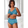Comfort Choice Women’s Plus Size Cotton Front-Close Wireless Bra(Deep Teal Fair Isle Heart)