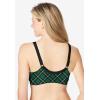 Comfort Choice Women’s Plus Size Cotton Front-Close Wireless Bra(Emerald Plaid)
