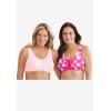 Comfort Choice Women’s Plus Size Cotton Front-Close Wireless Bra(Pomegranate Holiday Holly)