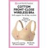 Comfort Choice Women’s Plus Size Cotton Front-Close Wireless Bra(Shell Pink)