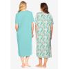 Dreams & Co. Plus Size 2-Pack Long Sleepshirts(Aqua Haze Tropical)