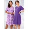 Dreams & Co. Plus Size 2-Pack Short-Sleeve Sleepshirt(Aqua Haze Tropical)