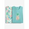 Dreams & Co. Plus Size 2-Pack Short-Sleeve Sleepshirt(Aqua Haze Tropical)