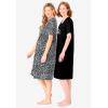 Dreams & Co. Plus Size 2-Pack Short-Sleeve Sleepshirt(Black Animal Paw)