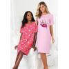 Dreams & Co. Plus Size 2-Pack Short-Sleeve Sleepshirt(Pretty Aqua Turtle)