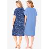Dreams & Co. Plus Size 2-Pack Short-Sleeve Sleepshirt(Pretty Aqua Turtle)