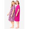 Dreams & Co. Plus Size 2-Pack Short-Sleeve Sleepshirt(Raspberry Sorbet Flamingos)