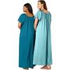 Only Necessities Plus Size 2-Pack Long Silky Gown(Deep Teal Pale Ocean)
