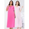 Only Necessities Plus Size 2-Pack Long Silky Gown(Sweet Coral Flower)