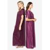 Only Necessities Plus Size 2-Pack Long Silky Gown(Ultra Blue French Blue Flower)