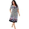 Only Necessities Plus Size Mixed Print Short Lounger(Classic Red Print)