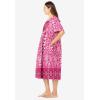 Only Necessities Plus Size Mixed Print Short Lounger(Pink Burst Ikat)