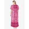 Only Necessities Women’s Plus Size Bib Front Lounger House Dress, Nightgown(Pink Burst Ikat)