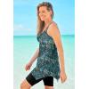 Swimsuits For All Swim 365 Women’s Plus Size Longer-Length Tankini Top(Blue Palms)