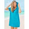 Swimsuits for All Swim 365 Women’s Plus Size Hooded Terry Swim Cover Up(Dream Blue)