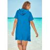 Swimsuits for All Swim 365 Women’s Plus Size Hooded Terry Swim Cover Up(Mirtilla)