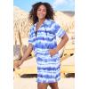 Swimsuits for All Swim 365 Women’s Plus Size Hooded Terry Swim Cover Up(Ultra Blue Tie Dye Stripe)