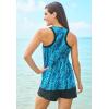 Swimsuits for All Swim 365 Women’s Plus Size Longer-Length Racerback Tankini Top(Aqua Abstract)